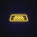 Taxi roof neon icon in line art style on light background. Vector illustration