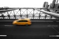 Taxi rushing on new york brooklyn bridge Royalty Free Stock Photo