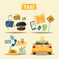Taxi service. Cartoon vector illustration