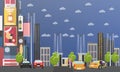 Taxi service company concept vector banner. People catch cab on a street