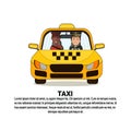 Taxi Service Icon Driver And African American Woman Passenger In Yellow Cab Automobile Car Over Background With Copy Royalty Free Stock Photo