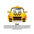 Taxi Service Icon Driver And Female Passenger In Yellow Cab Automobile Car Over Background With Copy Space