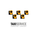 Taxi service isolated vector logo mobile app concept. Cab logotype with multiple yellow geotags on white background