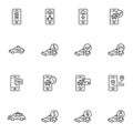 Taxi service line icons set Royalty Free Stock Photo