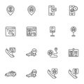 Taxi service line icons set Royalty Free Stock Photo