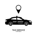 Taxi service logo template. Transportation concept. Black silhouette of taxi. Clean and modern vector illustration for design, web