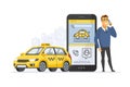 Taxi service - modern vector cartoon character illustration Royalty Free Stock Photo