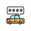 Taxi service rating, service quality flat color line icon.