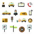 Taxi service vector icons set.