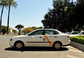Taxi of Seville at the stop waiting for customers.