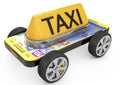 Taxi sign and Smartphone on wheels Royalty Free Stock Photo