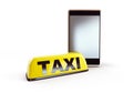 Taxi smartphone on a white background 3D illustration, 3D rendering
