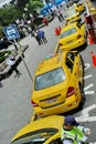 Taxi stand at a park in Quito