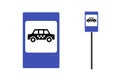 Taxi stop road sign. Cab parking only. Public traffic place station vector symbol