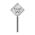 Taxi stop road sign. Parking zone for yellow taxi. Taxi station single icon in monochrome style vector symbol stock