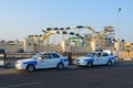 Taxi on street at popular water park in Hadaba district, Sharm El Sheikh, Egypt