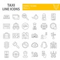 Taxi thin line icon set, car symbols collection, vector sketches, logo illustrations, cab signs linear pictograms Royalty Free Stock Photo
