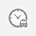 Taxi Time vector concept outline icon. Car with Clock sign