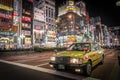 Taxi in Tokyo at night