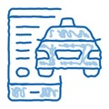 Taxi Tracking via Phone Online Taxi doodle icon hand drawn illustration