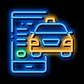 Taxi Tracking via Phone Online Taxi neon glow icon illustration