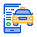 Taxi Tracking via Phone Online Taxi Icon Vector Illustration