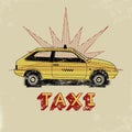 Taxi. Typographic retro grunge poster. Vector illustration. Royalty Free Stock Photo