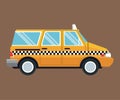 Taxi van car side view brown background