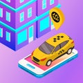 Taxi vector car illustration. Transport icon, symbol of transportation. Vehicle traffic banner design. Speed delivery. Royalty Free Stock Photo