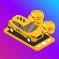 Taxi vector car illustration. Transport icon, symbol of transportation. Vehicle traffic banner design. Speed delivery. Royalty Free Stock Photo