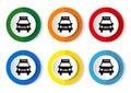 Taxi vector icon set, flat design buttons on white background for webdesign and mobile phone applications