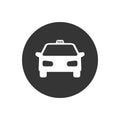 Taxi vector white icon on gray in flat style Royalty Free Stock Photo