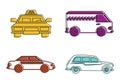 Taxi vehicle icon set, color outline style