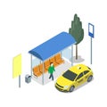 Taxi waiting station isometric 3D icon