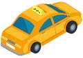 Taxi wireless connection car driving on road. Autopilot transport for traveling and city trips. Isometric automobile