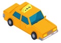 Taxi wireless connection car driving on road. Autopilot transport for traveling and city trips. Isometric automobile