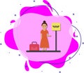 Taxi, woman, suitcase cartoon icon. Simple color vector of travel icons for ui and ux, website or mobile application