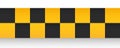 Taxi yellow black symbol. Checkered pattern label