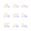 Taxicab types gradient linear vector icons set Royalty Free Stock Photo