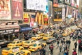 Taxicabs and traffic jam in Times Square - New York City Royalty Free Stock Photo