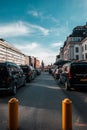 Taxicabs waiting outside Central Station at afternoon for passengers