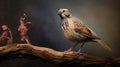 Taxidermy Bird On Branch With Flowers: Stunning Studio Portraiture