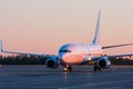 Taxiing aircraft in the airport