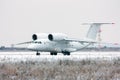 Taxiing rare aircraft in winter airport