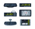 Taximeter as Car Cab Device for Fare Measurement Vector Set