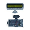 Taximeter as Electronic Device Installed in Taxicab for Calculating Passenger Fare Vector Set