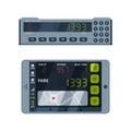 Taximeter as Electronic Device Installed in Taxicab for Calculating Passenger Fare Vector Set