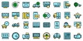 Taximeter icons set line color vector