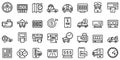 Taximeter icons set, outline style