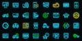 Taximeter icons set vector neon